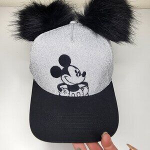 PICK 3 FOR $20 Disney Parks Mickey Mouse Sparkly Black Silver Pom Pom Hat Adult